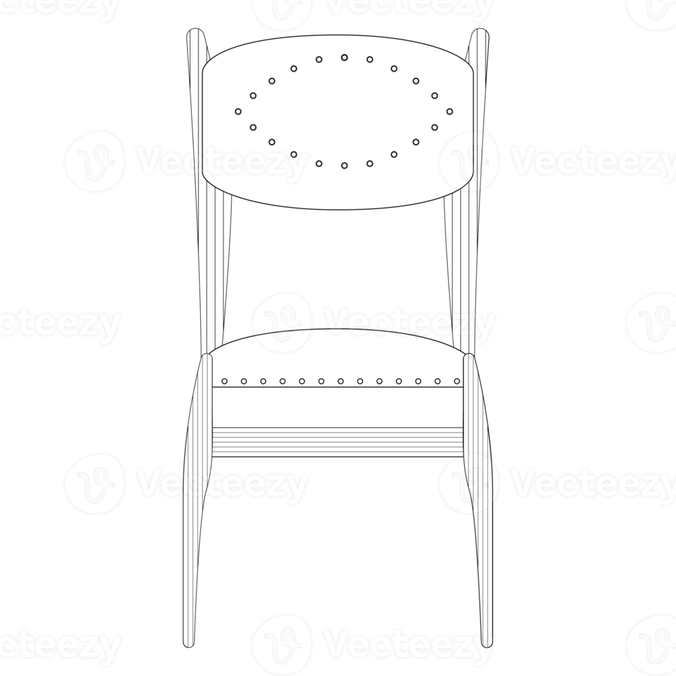 vista frontal de la silla. diseño de muebles para el hogar. ilustración png. png