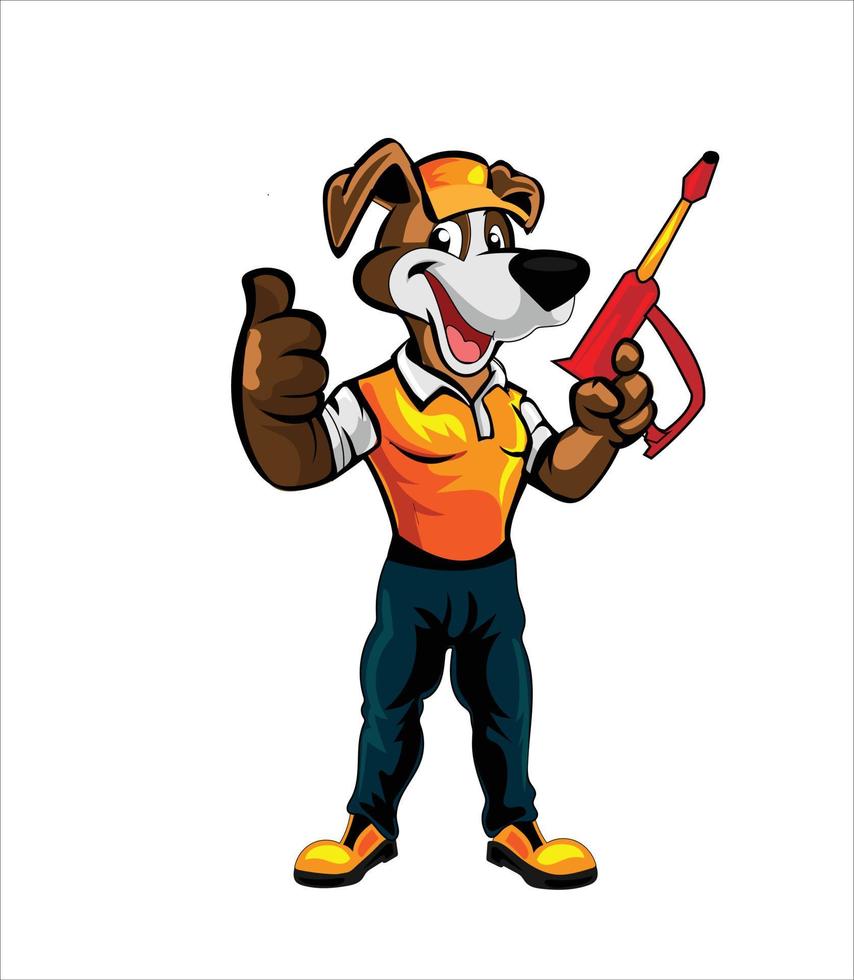 Plumber dog mascot vector illustration on white background