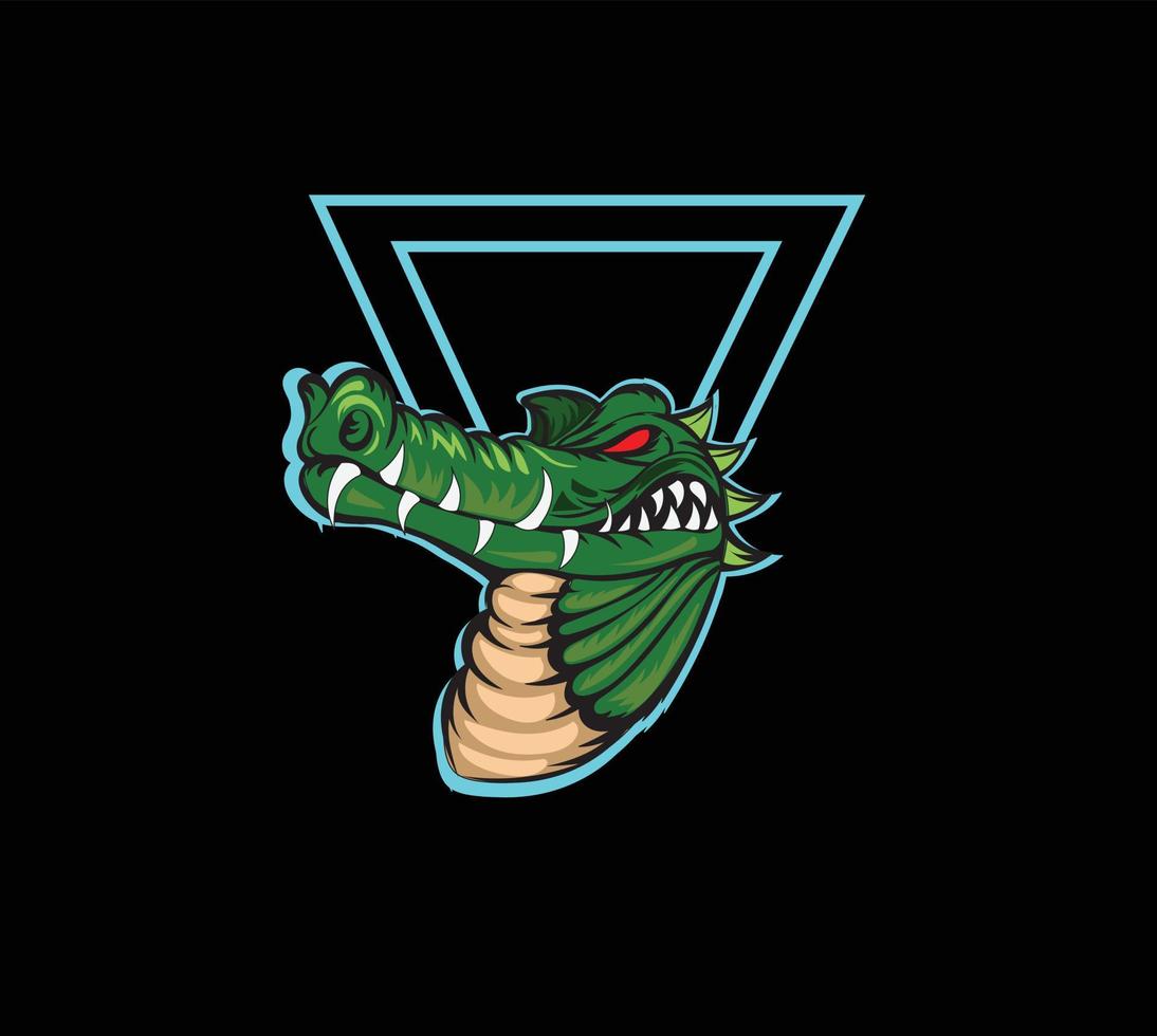 Crocodile mascot logo vector illustration on white background. sports, gaming, fught.