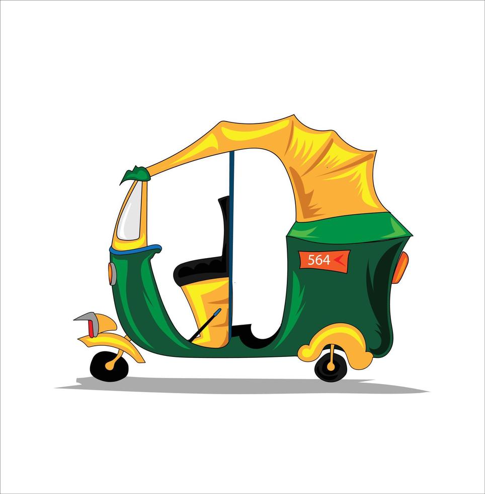 Funny Indian amd Pakistani auto rickshaw vector illustration