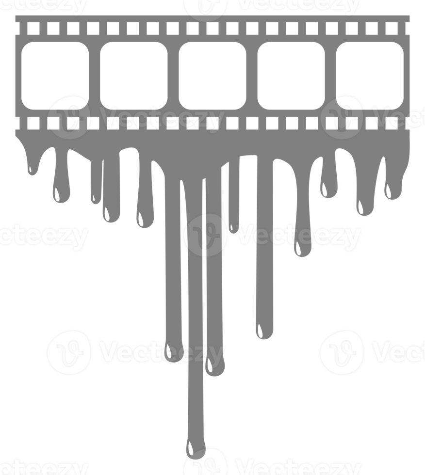 Silhouette des blutigen Streifenfilmzeichens für Filmikonensymbol mit Genre-Horror, Thriller, Gore, Sadistic, Splatter, Slasher, Mysterium, Grusel. PNG-Format png