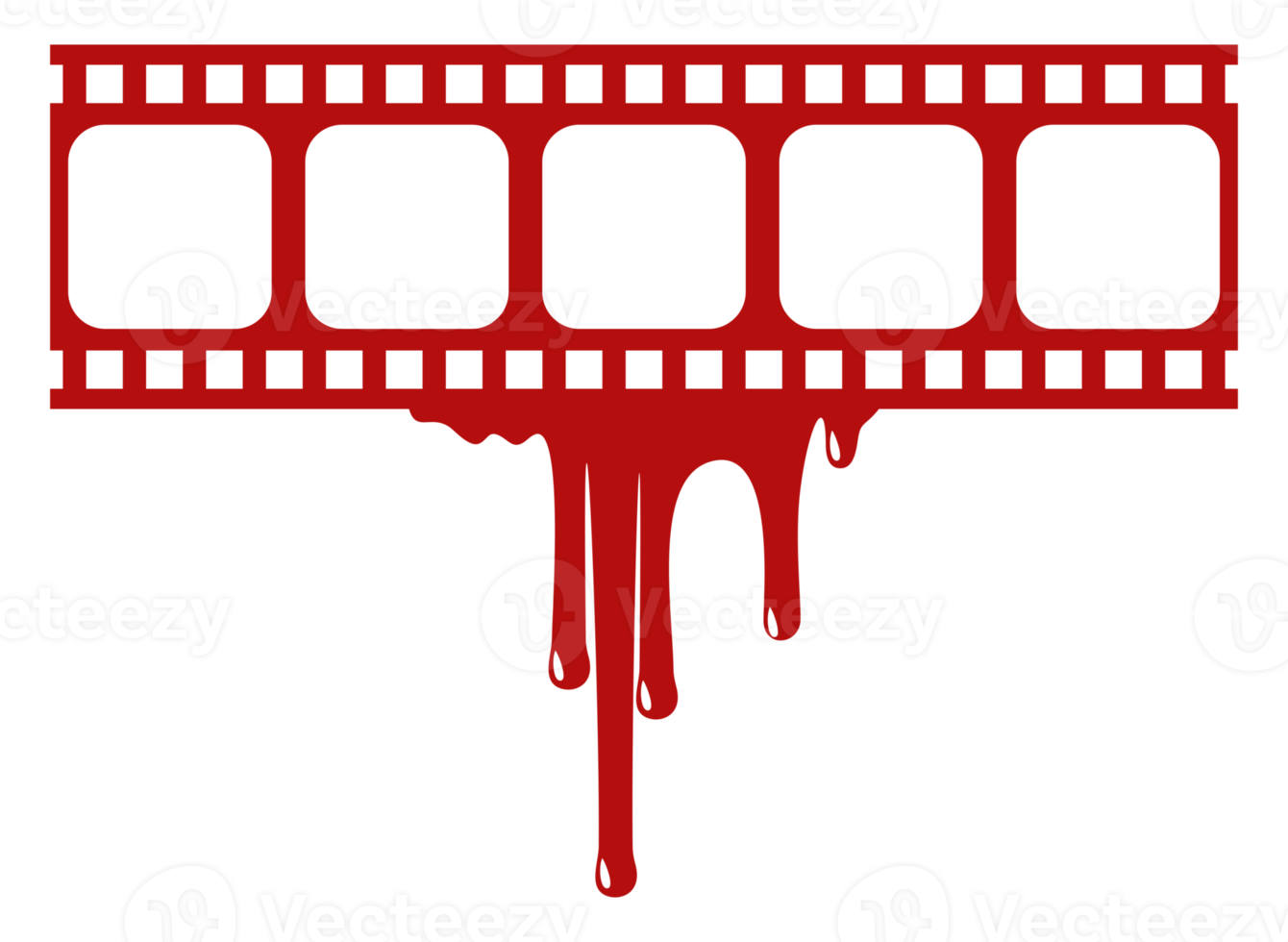 Silhouette des blutigen Streifenfilmzeichens für Filmikonensymbol mit Genre-Horror, Thriller, Gore, Sadistic, Splatter, Slasher, Mysterium, Grusel. PNG-Format png