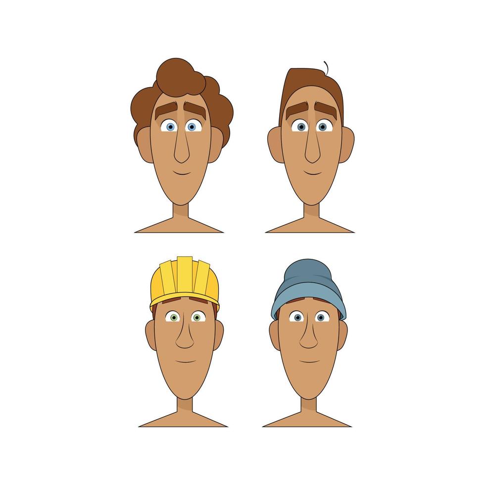 Set of different avatars of men with different hairstyles vector