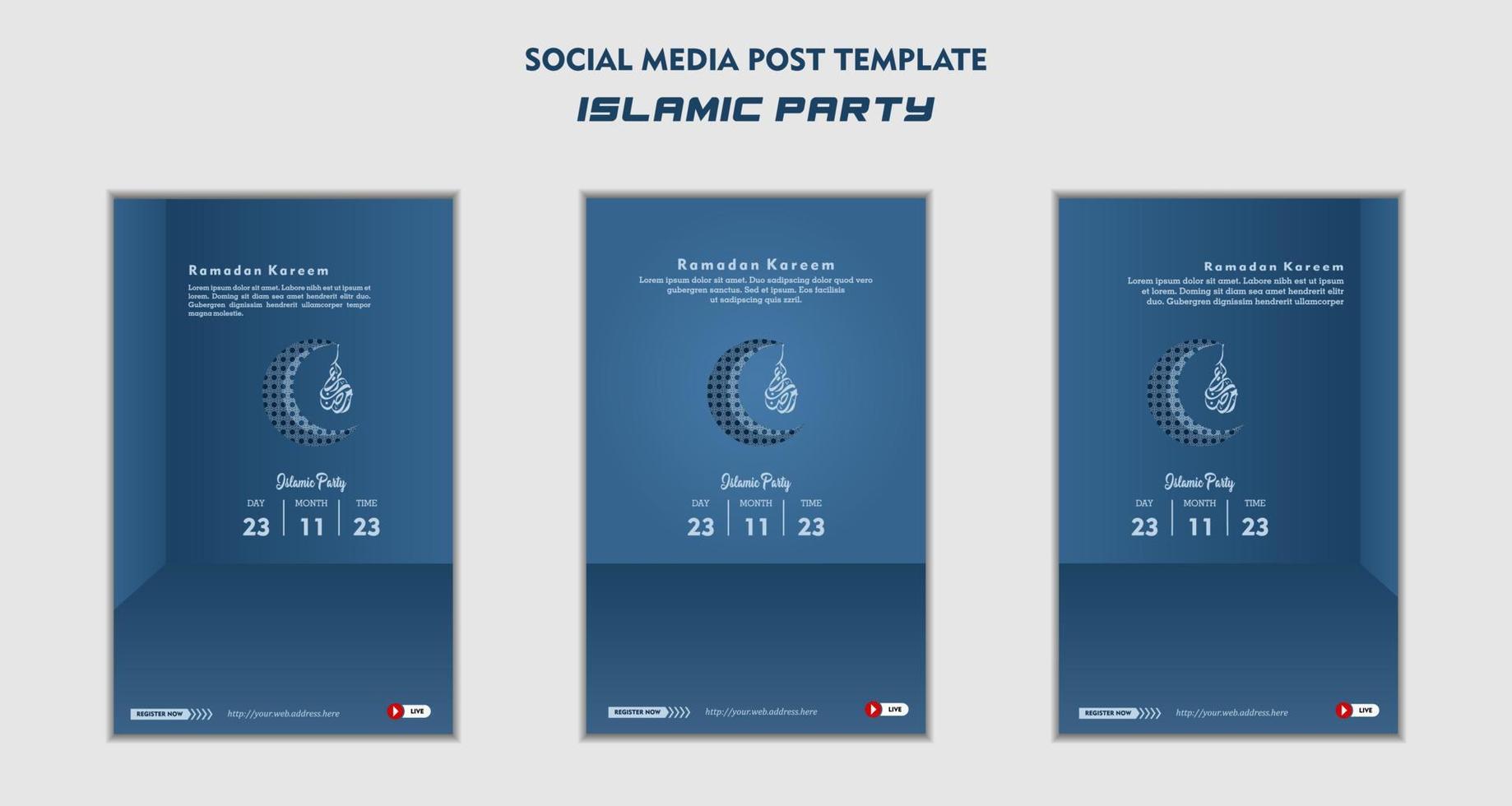 Set of Square social media post template for ramadan kareem and Good for and good for another islamic party vector