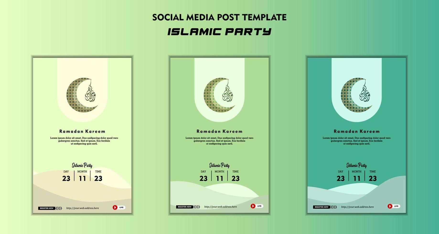 Set of Square social media post template for ramadan kareem and Good for and good for another islamic party vector