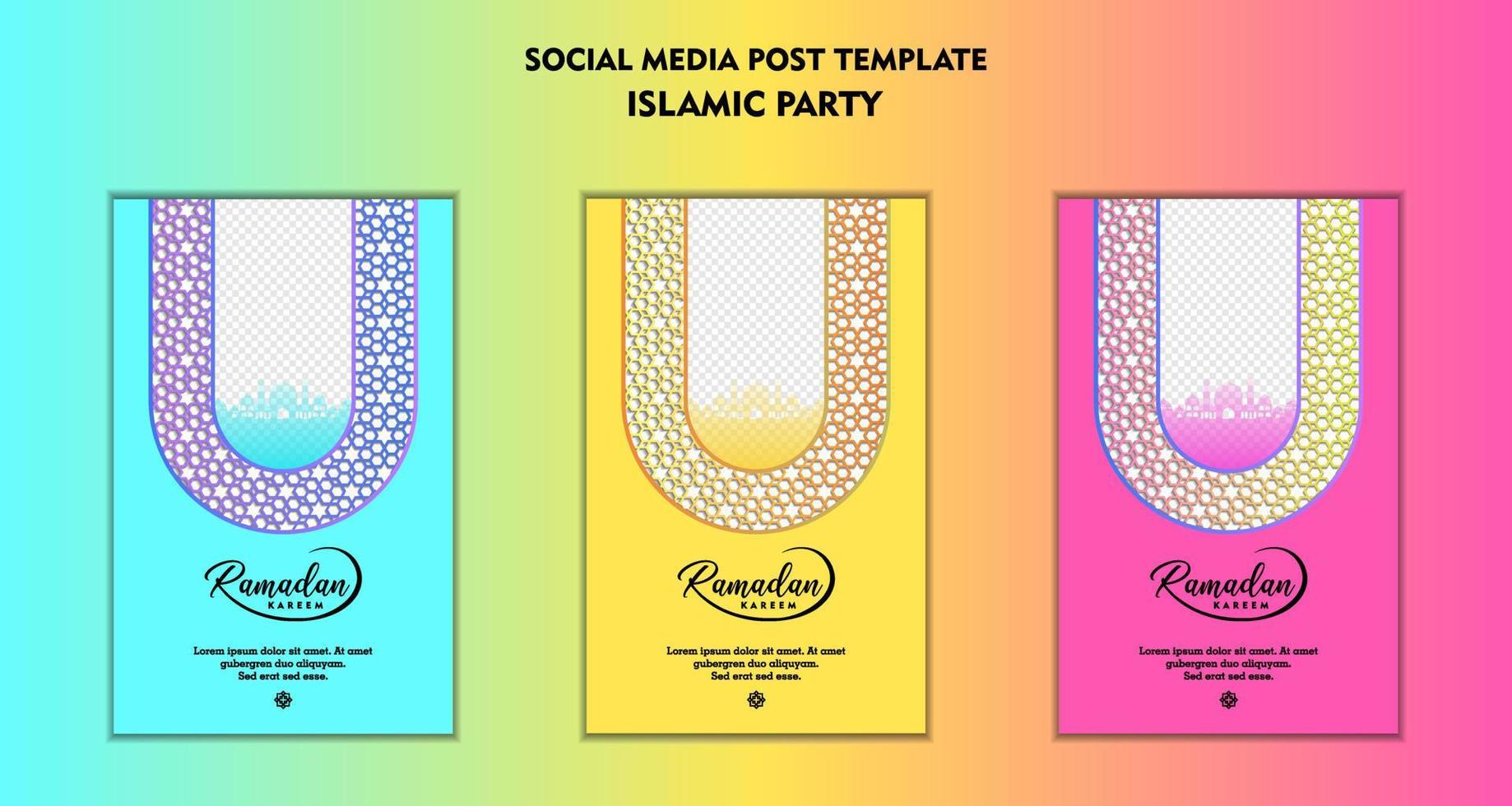 Set of Square social media post template for ramadan kareem and Good for and good for another islamic party vector