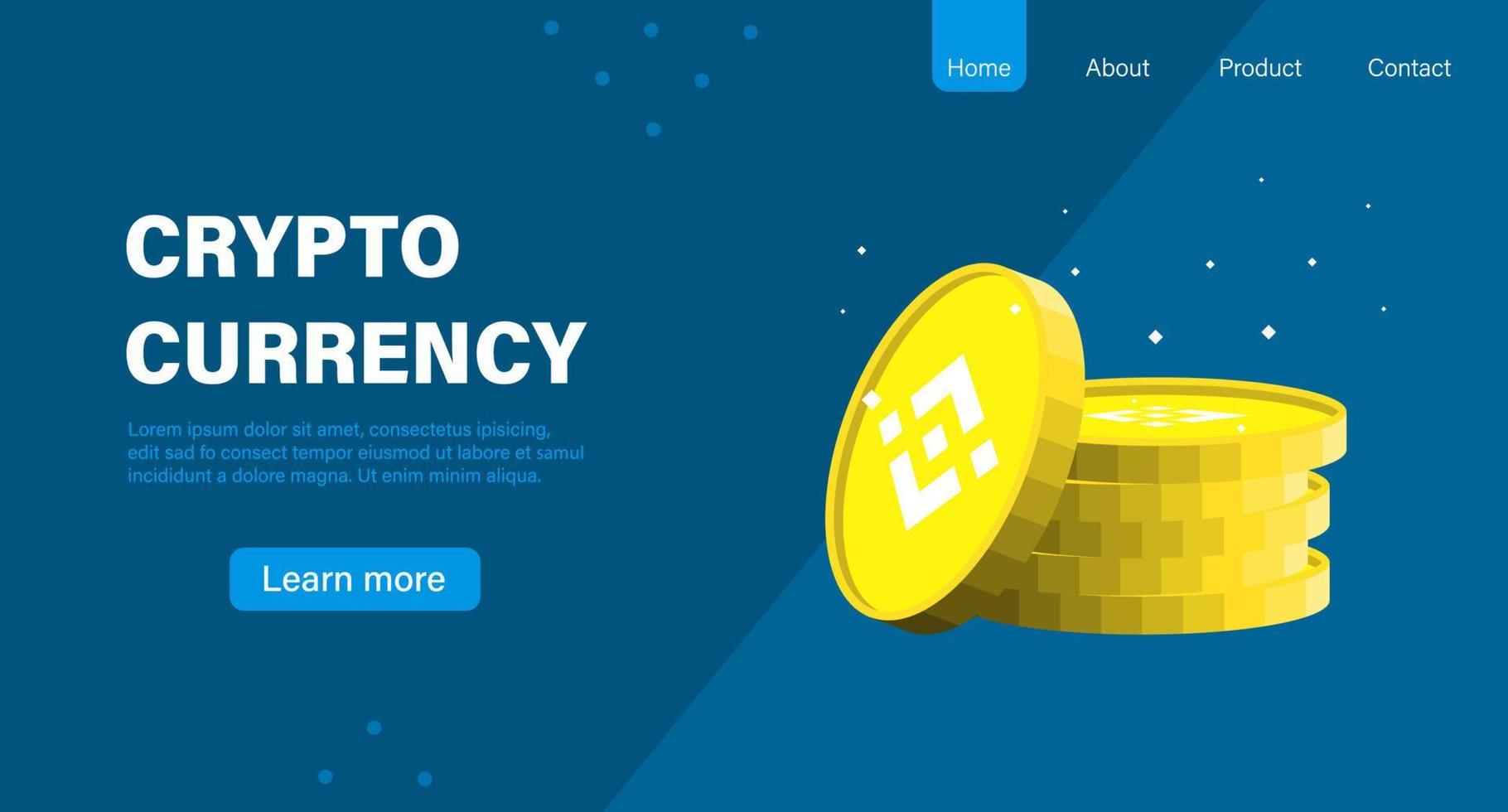 Crypto currency landing page or banner vector