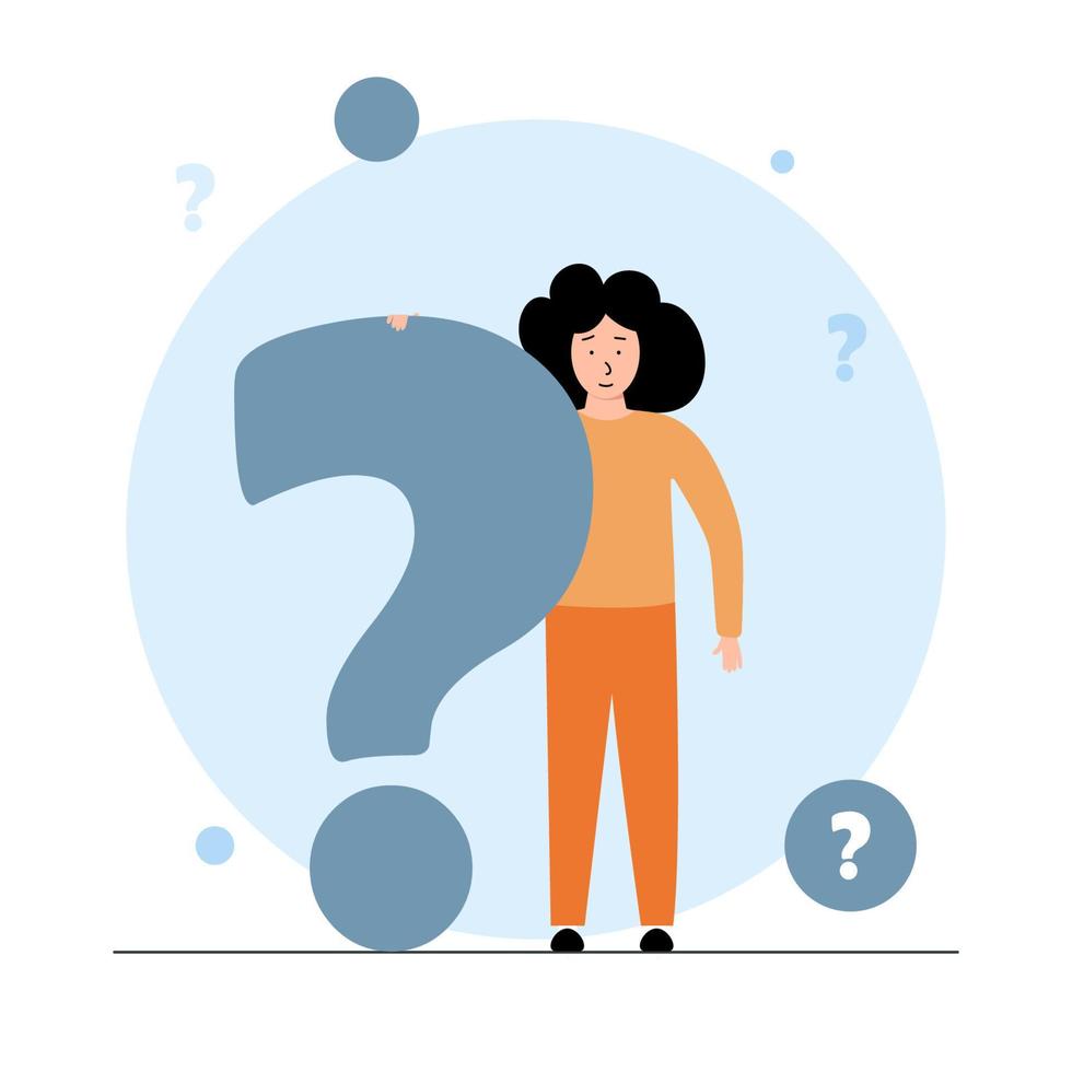 What do you think. Educational illustration. The girl has a question vector