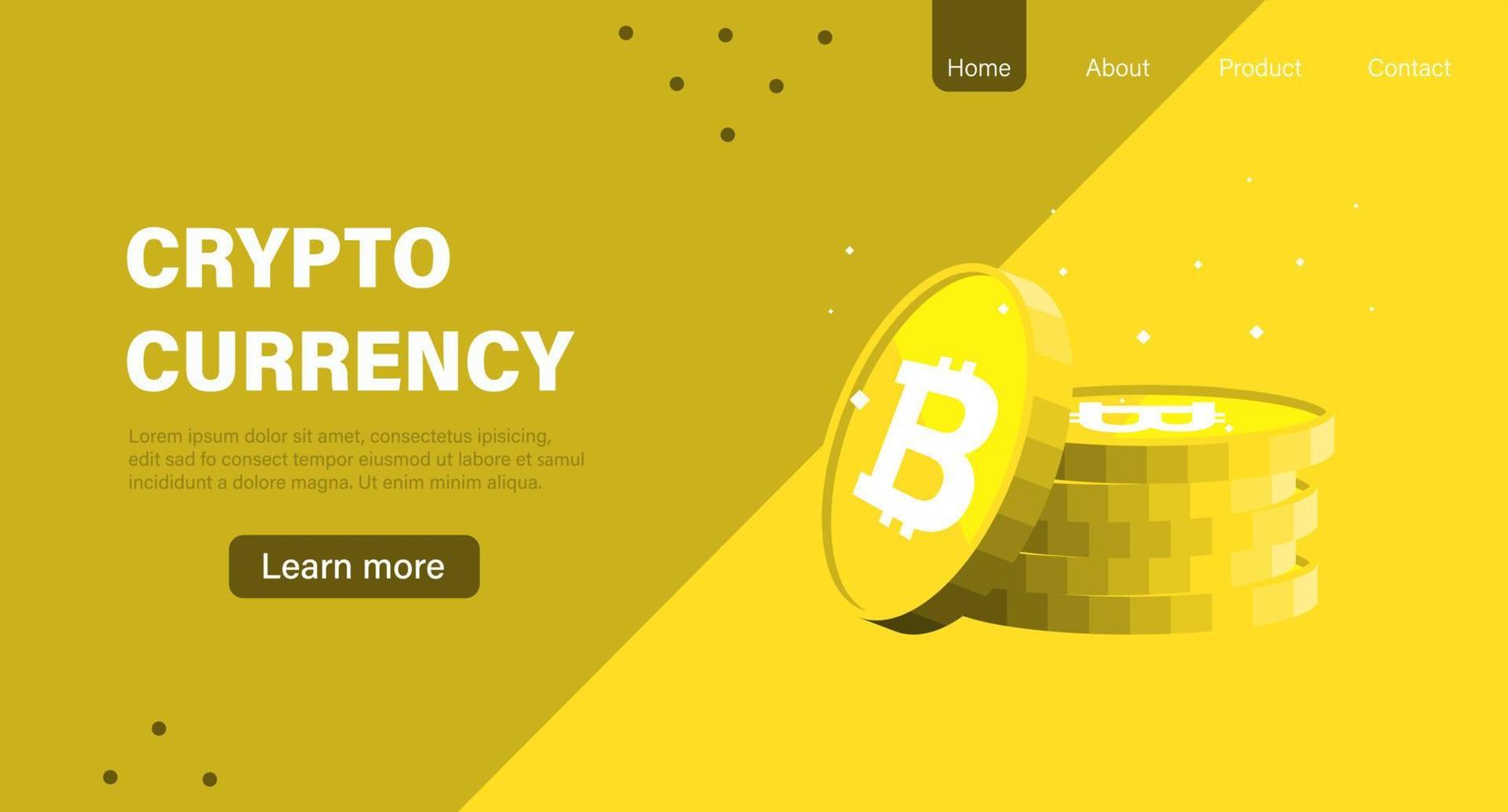 banner o página de inicio de moneda criptográfica vector