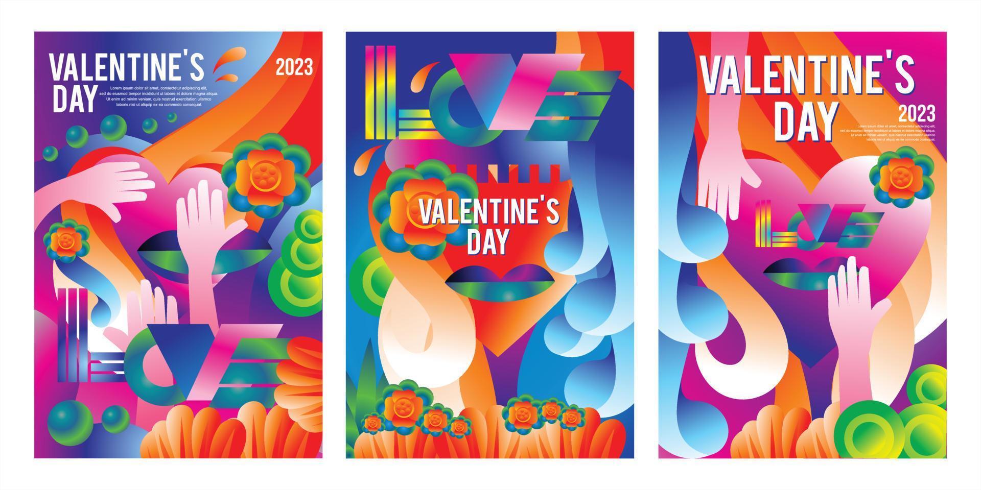 concepto de diseño de arte pop vectorial de san valentín en color moderno vector