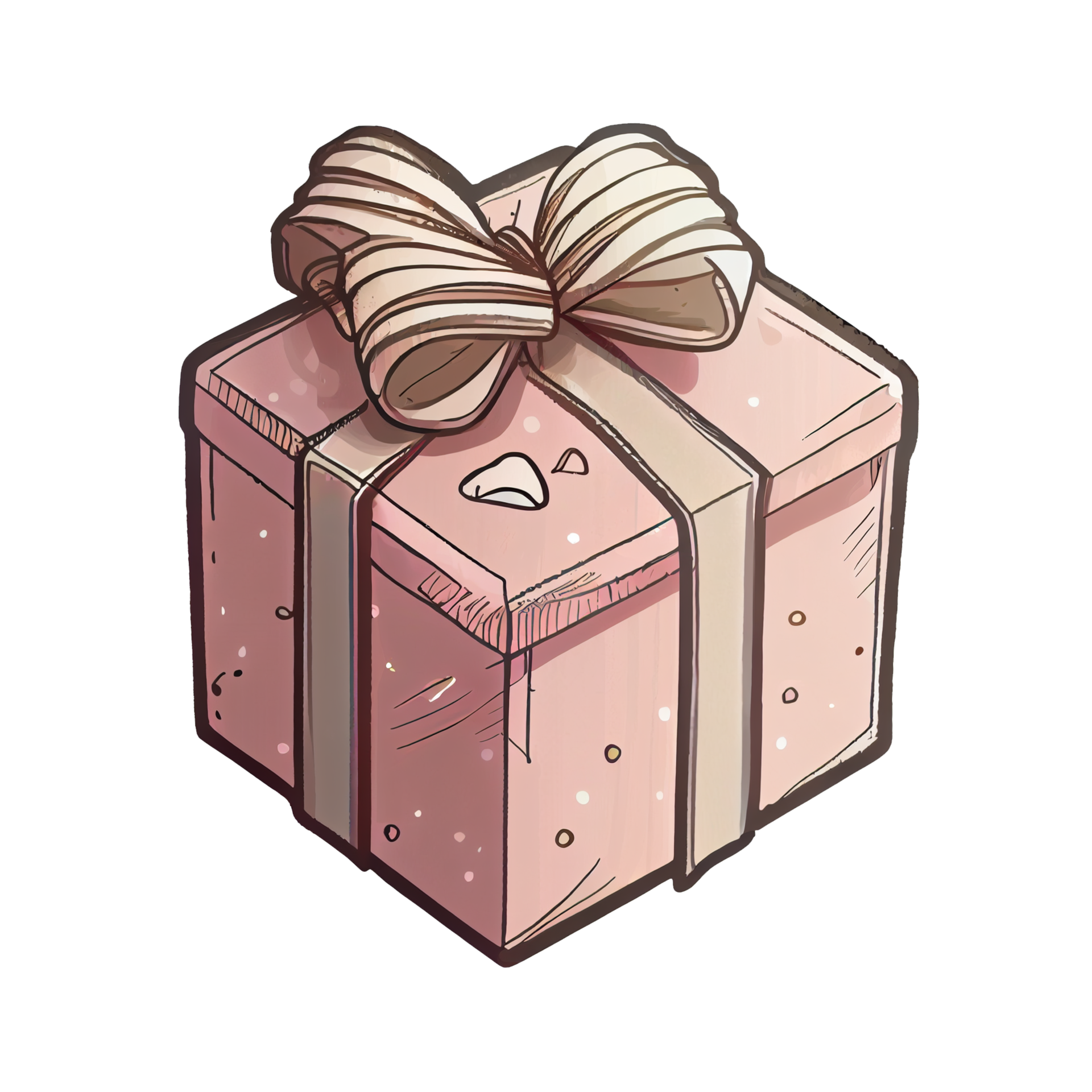 Cartoon of a gift box isolated on a transparent background. Valentines