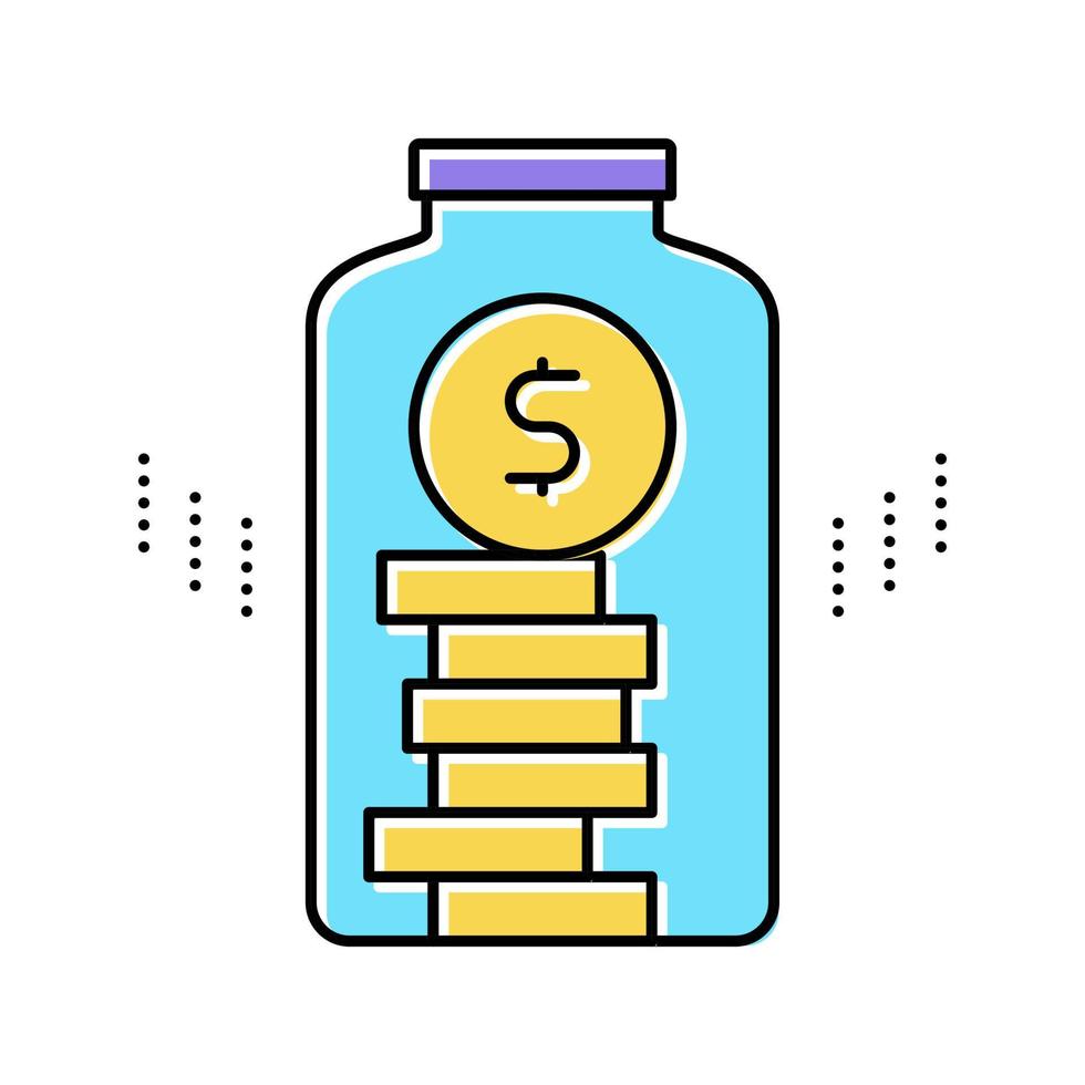 monedas en botella de vidrio color icono vector ilustración aislada