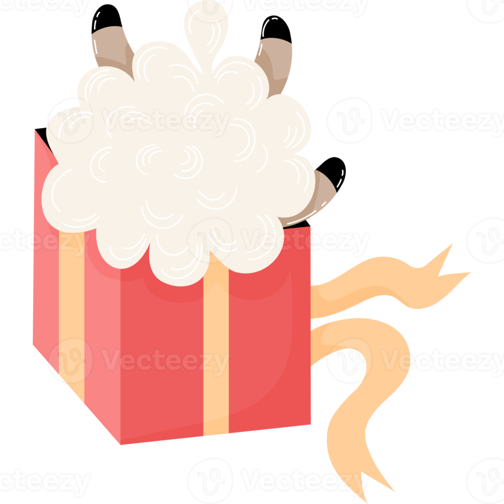 Sheep inside gift box png