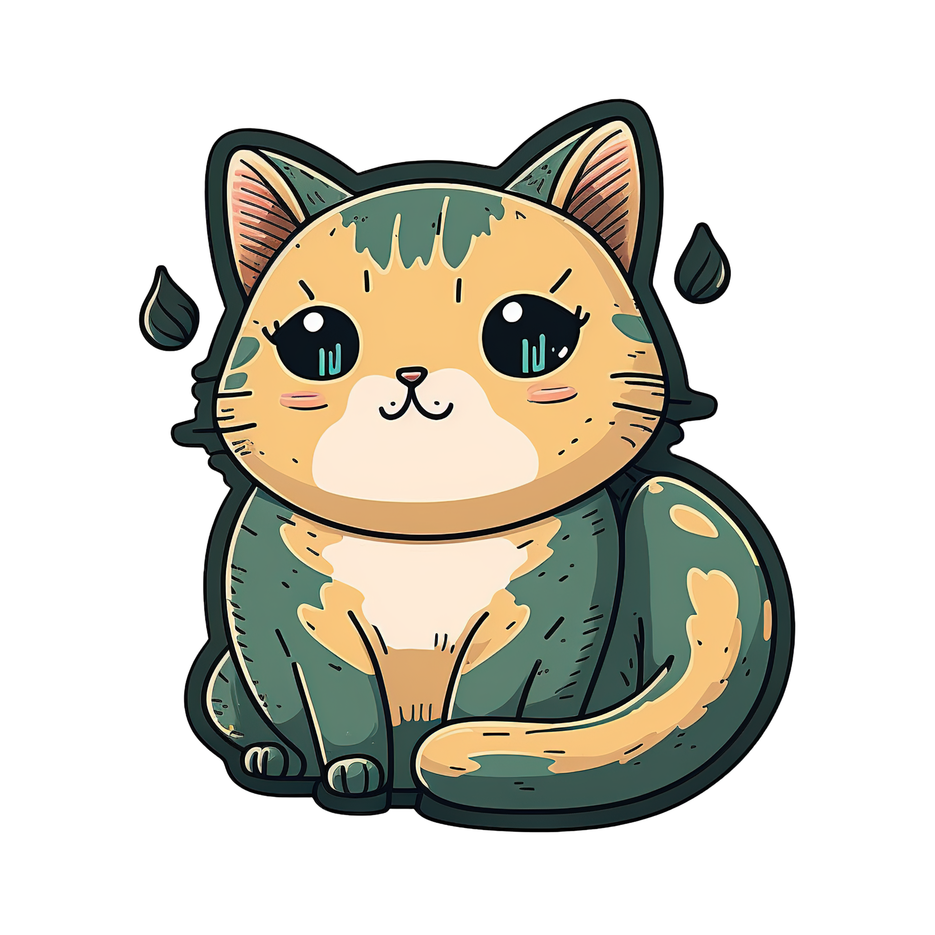 Clipart de sublimação de gatos fofos, ilustração de gato engraçado