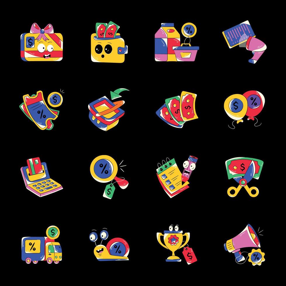 Set of Online Shopping Flat Stickers vector