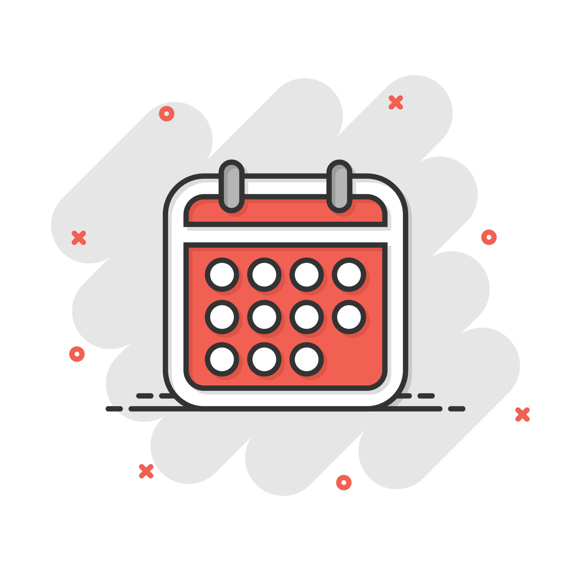 Calendar agenda icon in comic style. Planner vector cartoon