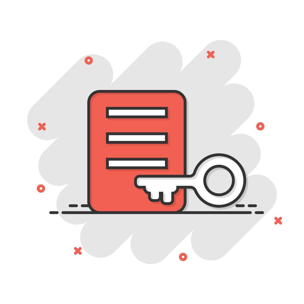 Password account icon in comic style. Keyword cartoon vector illustration on white isolated background. Key combination splash effect business concept.