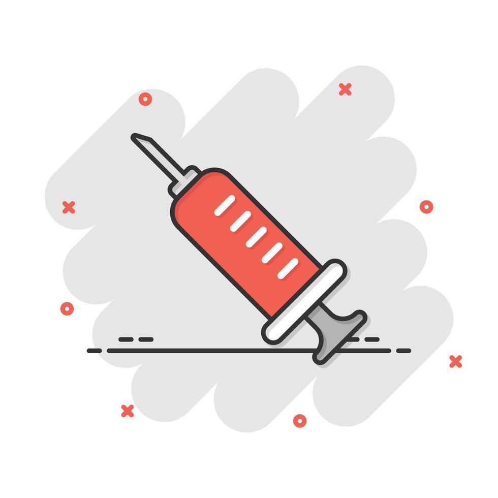 Syringe icon in flat style. Inject needle vector illustration on white isolated background. Drug dose business concept.