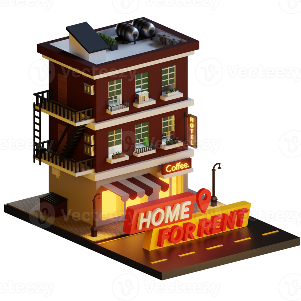 3d apartment and shop for rent icon png