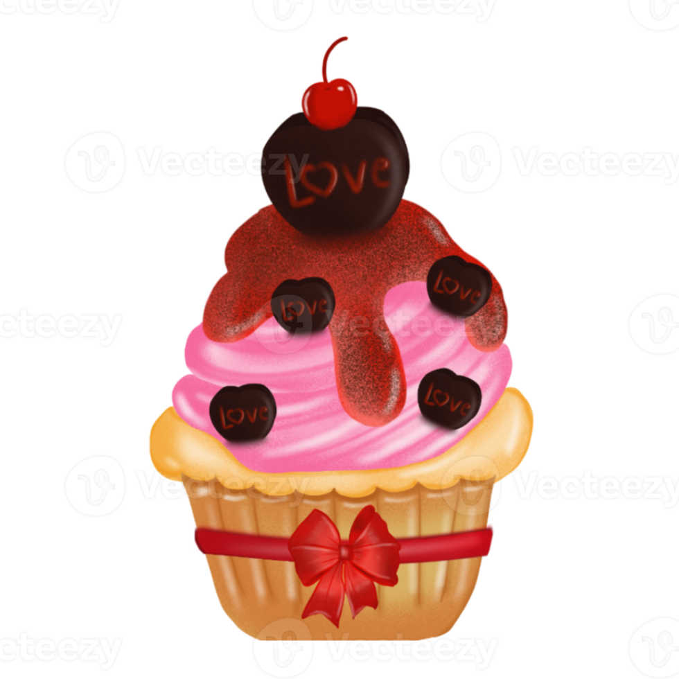 Cupcake with strawberry cream. png