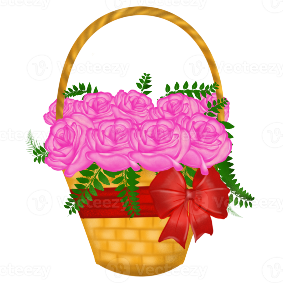 Watercolor Flower Basket png