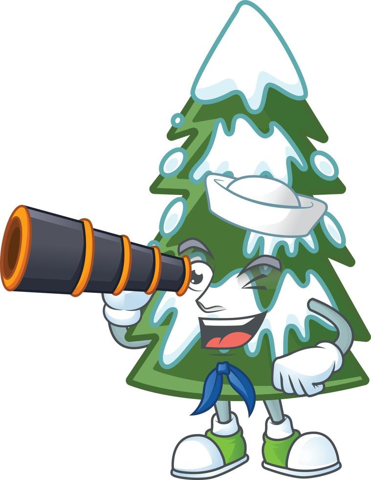 árbol de navidad nieve dibujos animados vector