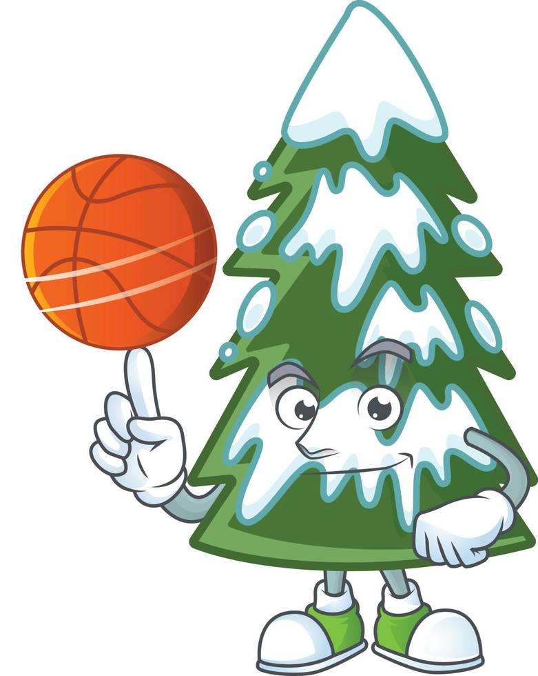 Christmas tree snow cartoon vector