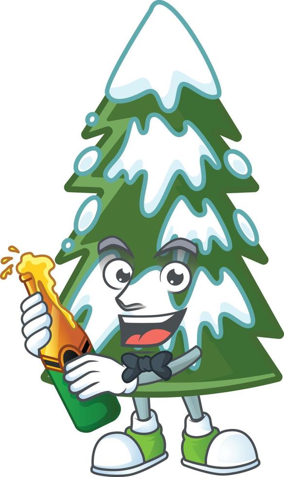 Christmas tree snow cartoon vector