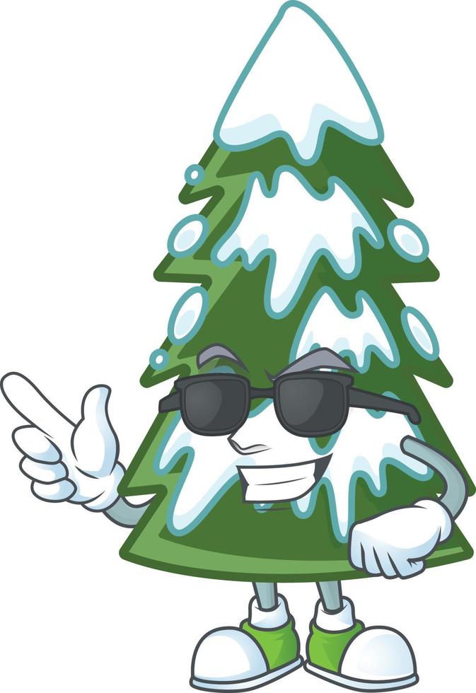 Christmas tree snow cartoon vector