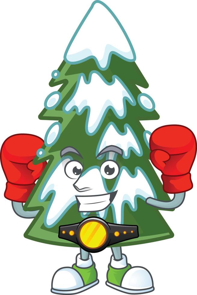 Christmas tree snow cartoon vector