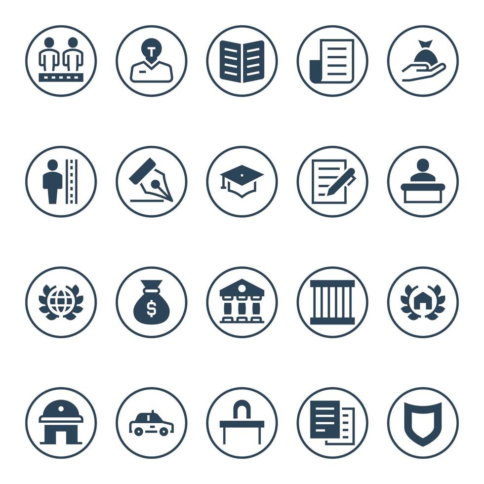 Badge glyph icons for law and justice. vector