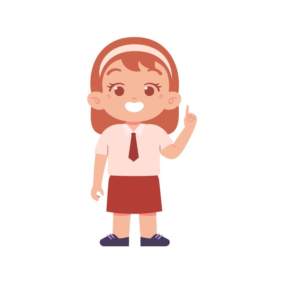 Indonesian Elementary School Girl Kids Wearing Red and White Uniform Illustration vector