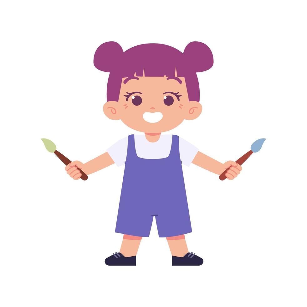 Happy little Kid holding paint vector