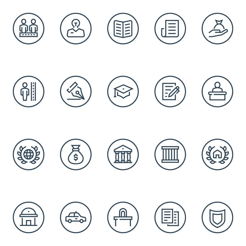 Badge outline icons for law and justice. vector