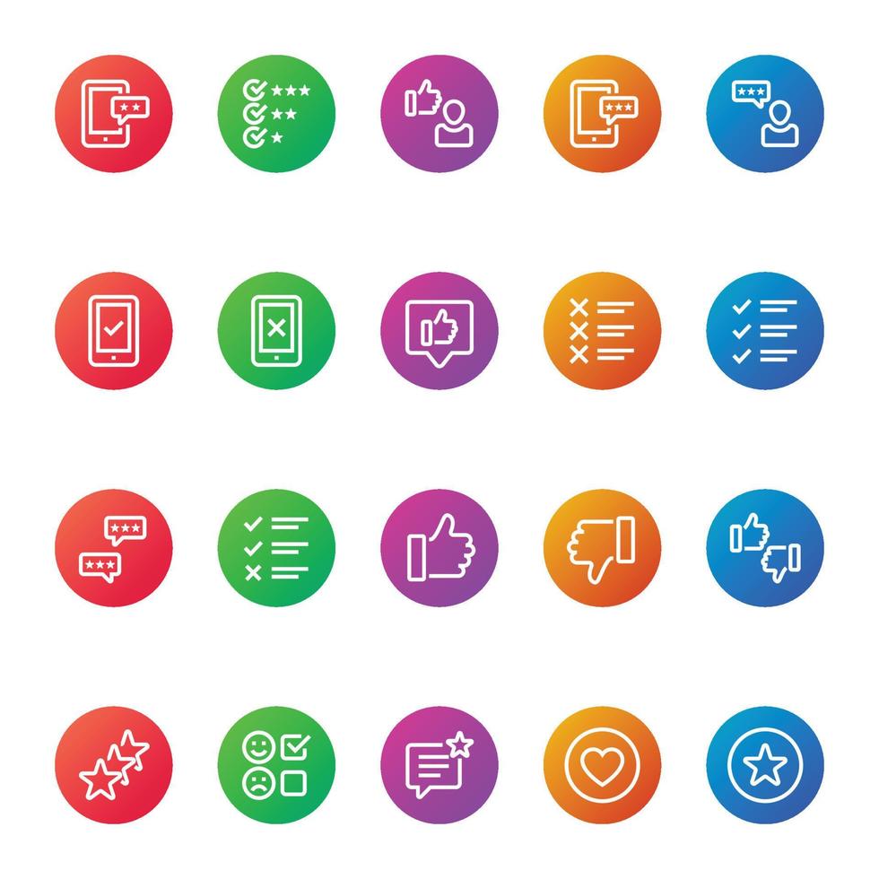 Gradient color icons for feedback review. vector