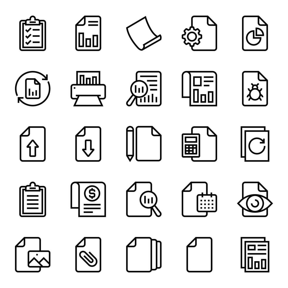 iconos de contorno para archivos. vector