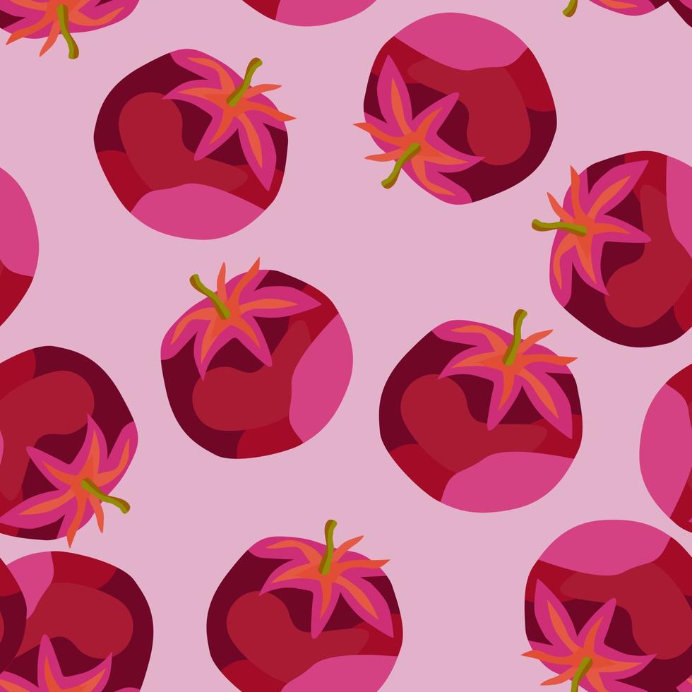 Seamless pattern with tomato. Organic vegetable wallpaper. vector