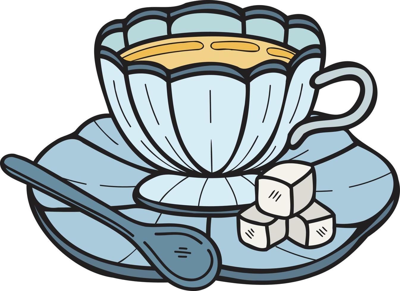 ilustración de taza de té inglesa dibujada a mano en estilo doodle vector