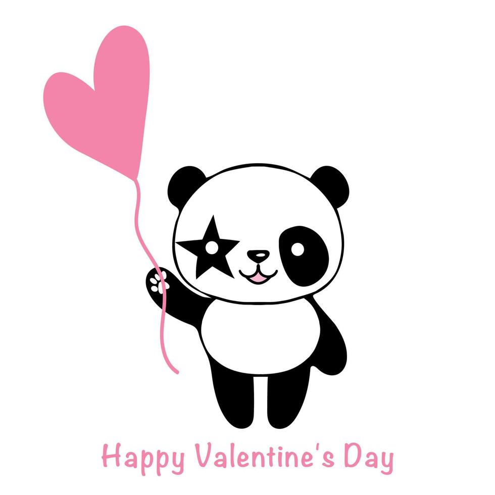 tarjeta de san valentín con lindo panda y corazones. concepto de amor Imágenes en un fondo blanco. vector