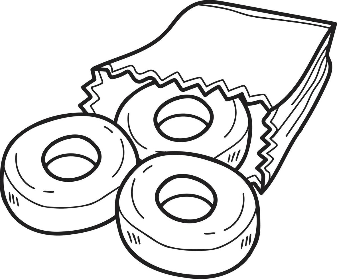 Hand Drawn donuts and paper bags illustration in doodle style vector