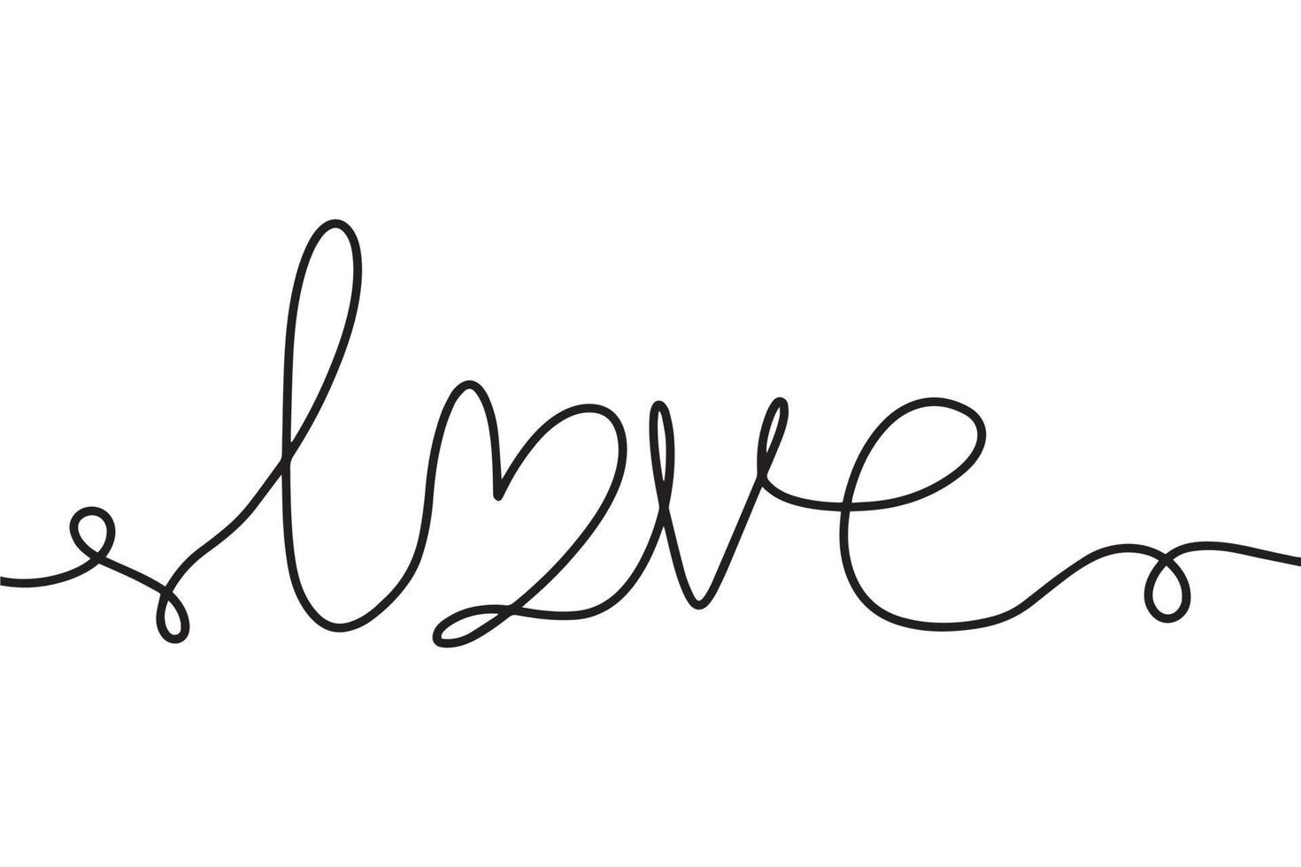 Continuous drawing inscription love. Fashion minimalist illustration. One line drawing. vector