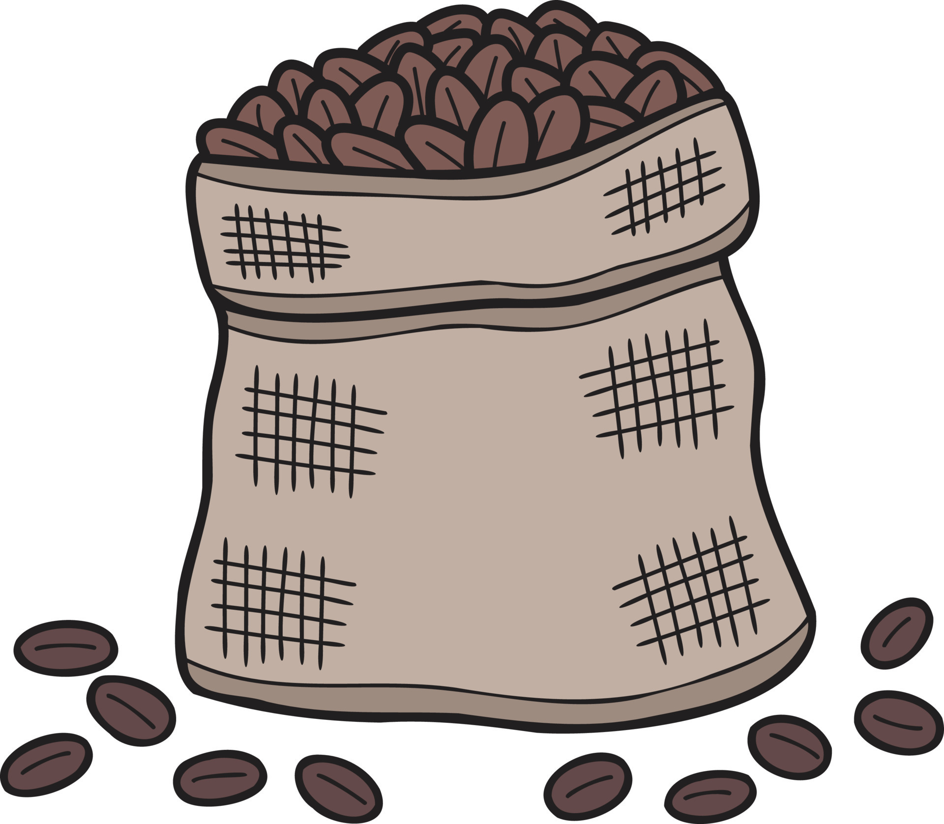 Hand Drawn coffee bean sack illustration in doodle style 18980693