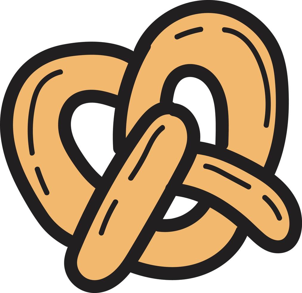 ilustración de pan de pretzel dibujado a mano en estilo garabato vector