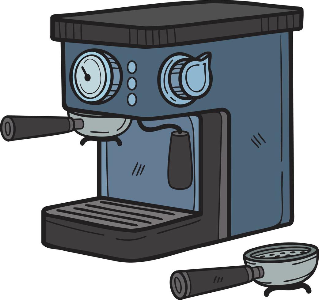 máquinas de café dibujadas a mano para ilustración de baristas en estilo garabato vector