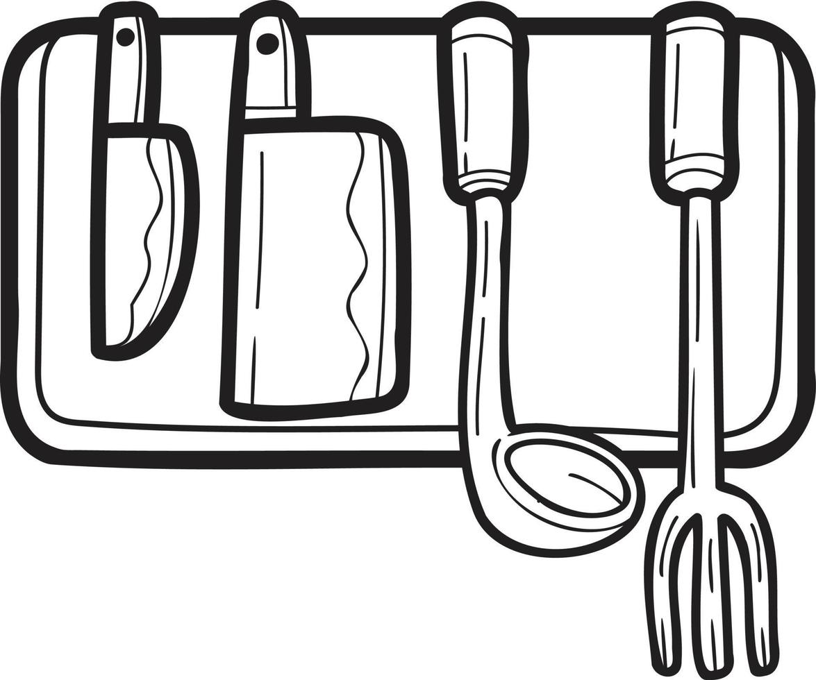 Hand Drawn Knife and kitchen storage illustration in doodle style vector