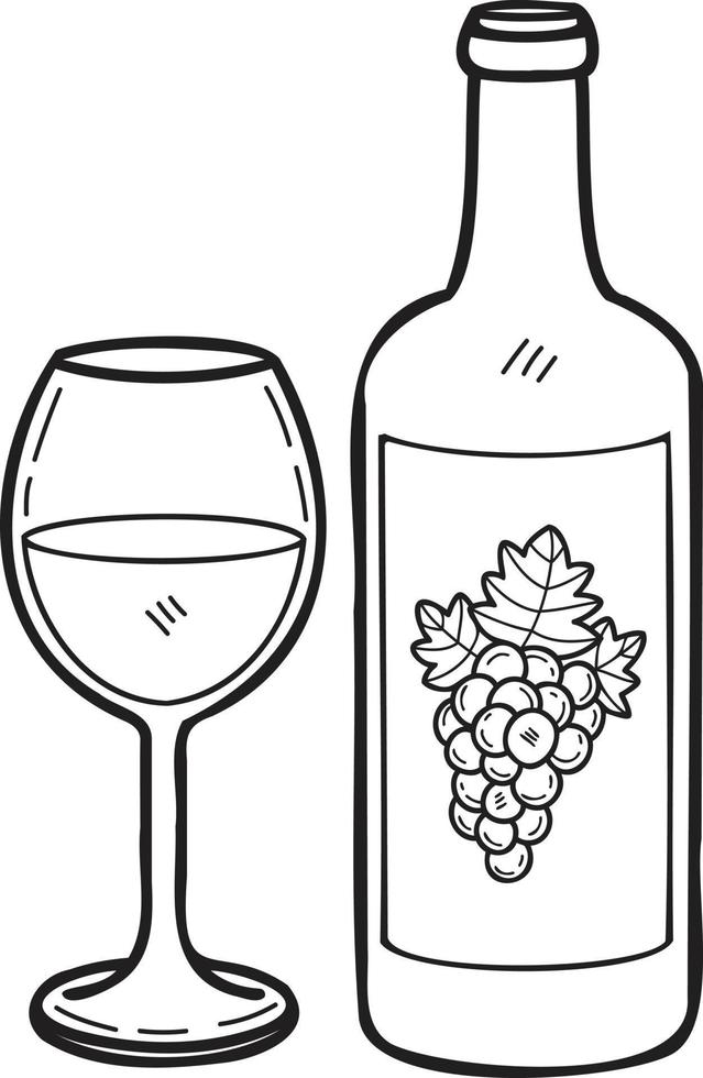 Hand Drawn grape wine illustration in doodle style vector