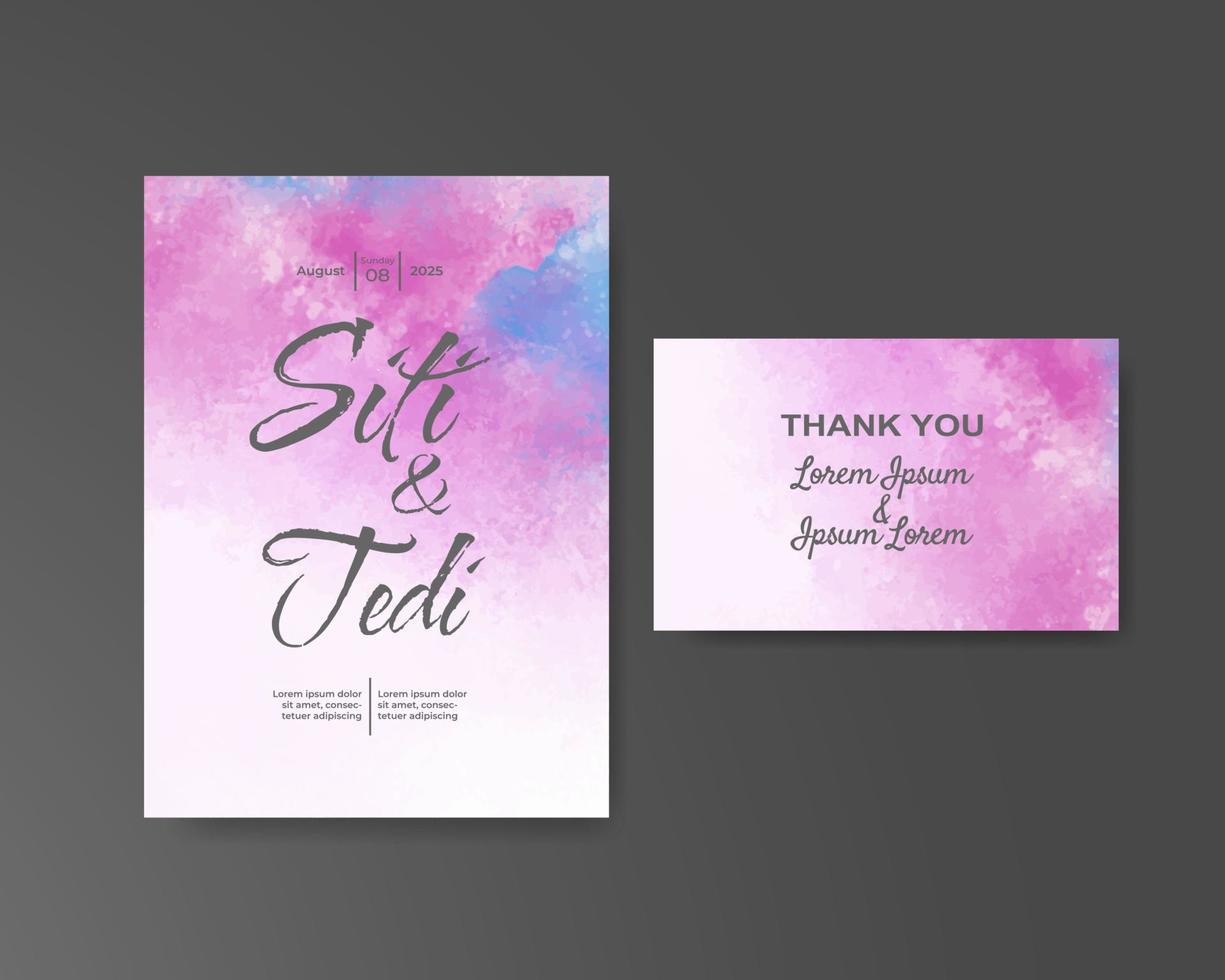 Wedding invitation with abstract watercolor background vector