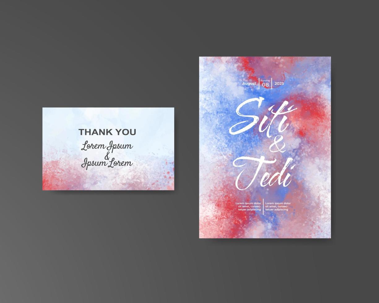 Wedding invitation with abstract watercolor background vector