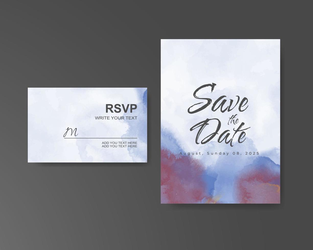 Wedding invitation with abstract watercolor background vector