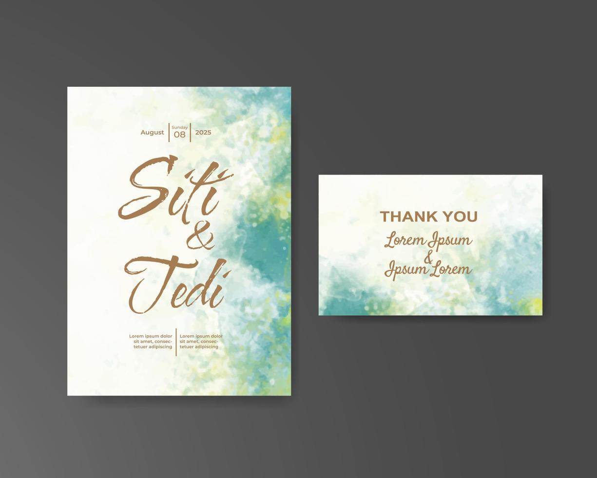 Wedding invitation with abstract watercolor background vector